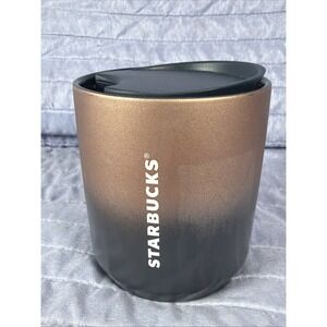 Starbucks 2021 Ombre Black Gold Ceramic Travel Mug 8oz Tumbler